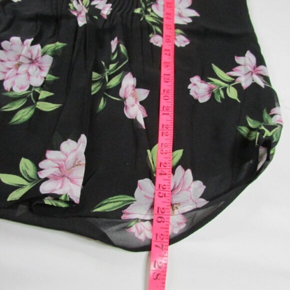 NWT Women's Small Daniel Rainn Long Sleeve Sheer Pleated Blouse - Black Floral - Picture 5 of 6